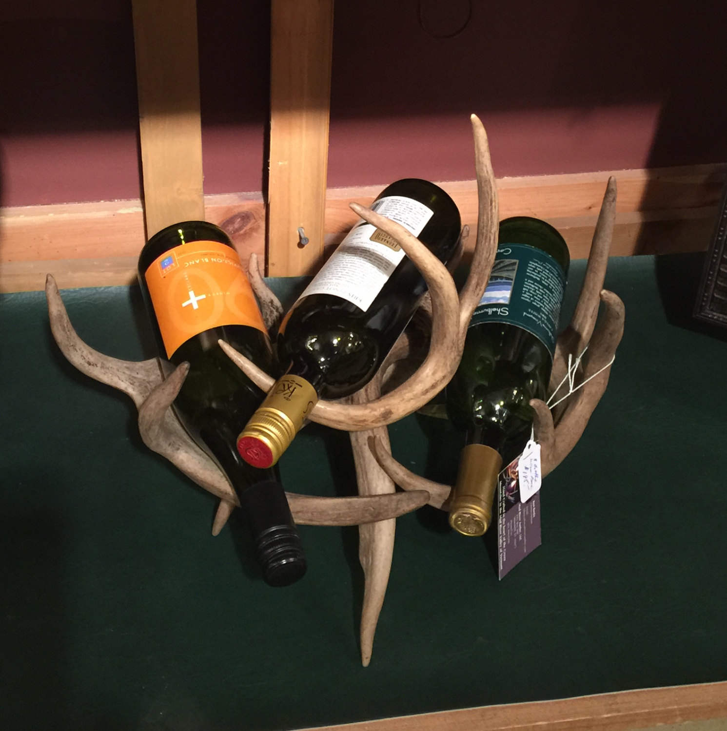 Whitetail Deer Real Antler 3 Bottle Wine Rack Mad River Antler