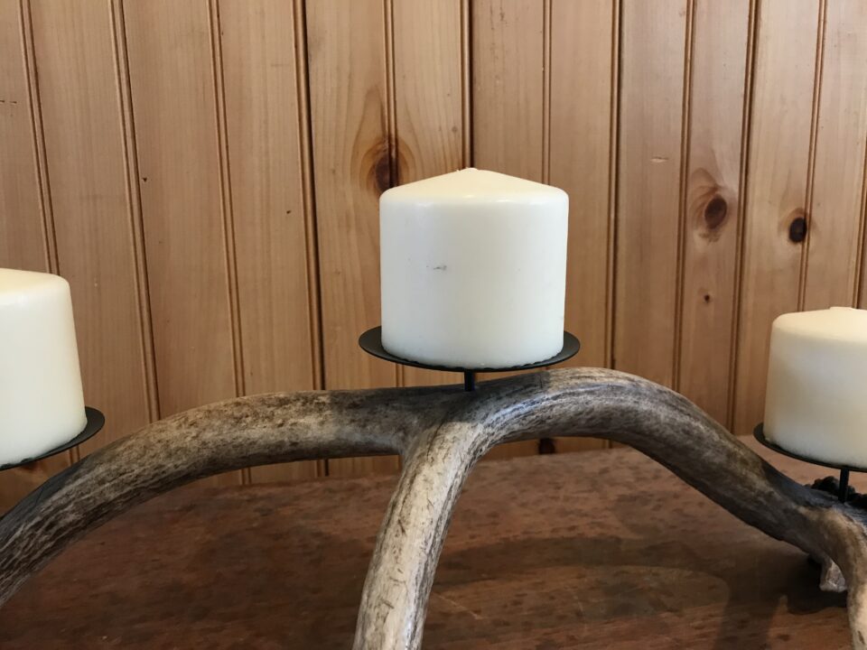 Real Elk Antler 3 Pillar Candle Holder Mad River Antler