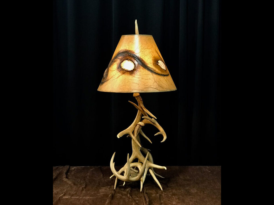 Real Deer Antler 2-Tier Table Lamp with Custom Shade